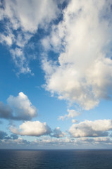 Obraz premium meadow with green grass and clouds over the sea