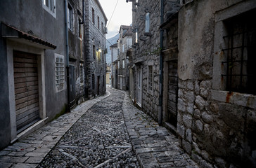 Alleys And Narrow Street Of Old Town Perast, Montenegro.