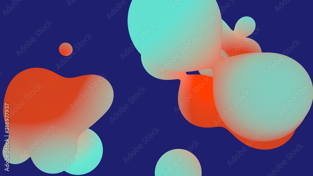 Poster abstract liquid shape colored lush lava and aqua menthe on whit backgrounds. fluid design. isolated 
