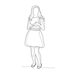 continuous line drawing, woman stands