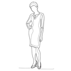  isolated, continuous line drawing, woman stands