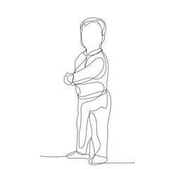  isolated, continuous line drawing, boy, child stands