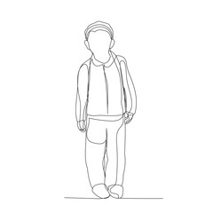vector, isolated, continuous line drawing, boy, child