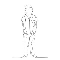 vector, isolated, continuous line drawing, boy