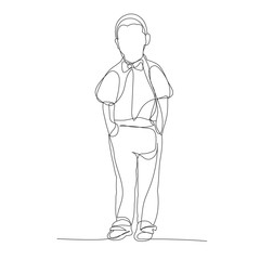 continuous line drawing, boy, child stands