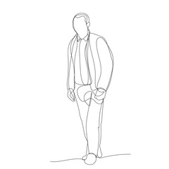 vector, isolated, continuous line drawing, man, guy standing
