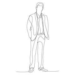  continuous line drawing, a man in a jacket stands