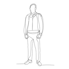 vector, isolated, continuous line drawing, man, guy