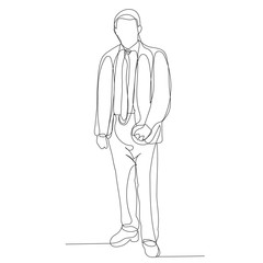  isolated, continuous line drawing, man in a jacket, businessman