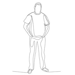 vector, isolated, continuous line drawing, minimal design man
