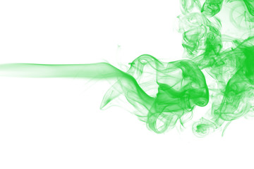 Green smoke motion abstract on white background for design