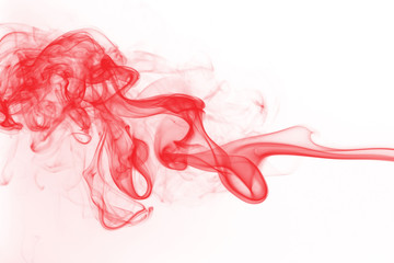 Red smoke abstract on white background, ink water color