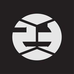 ZT Logo monogram with piece circle ribbon style on black background