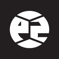 PZ Logo monogram with piece circle ribbon style on black background