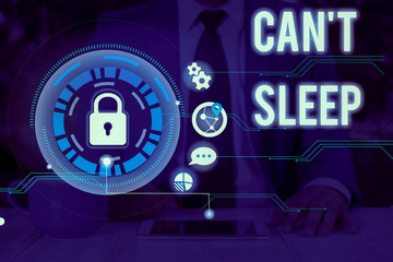 Writing note showing Can T Sleep. Business concept for trouble falling asleep or wake up frequently...