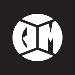 QM Logo monogram with piece circle ribbon style on black background