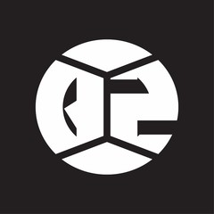 QZ Logo monogram with piece circle ribbon style on black background