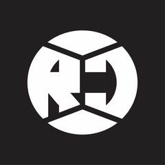 RC Logo monogram with piece circle ribbon style on black background