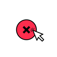 Obraz premium Click on close button. Cancel sign with cursor.