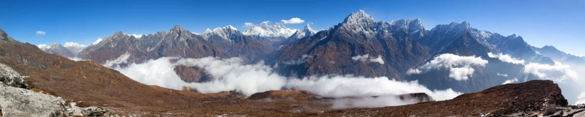 Papier Peint photo Ama Dablam Mont Everest, Lhotse et Ama Dablam depuis Kongde