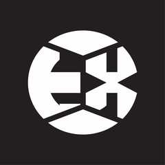 TX Logo monogram with piece circle ribbon style on black background