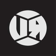 UR Logo monogram with piece circle ribbon style on black background