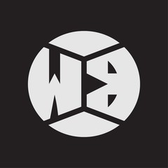 WB Logo monogram with piece circle ribbon style on black background