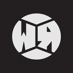 WR Logo monogram with piece circle ribbon style on black background