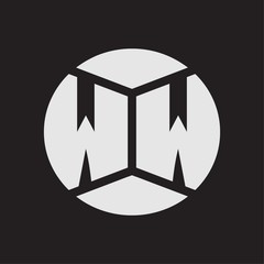 WW Logo monogram with piece circle ribbon style on black background