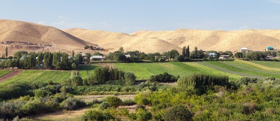 Fototapeta na wymiar Fergana or Fargona valley in Kyrgyzstan