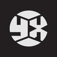 YX Logo monogram with piece circle ribbon style on black background