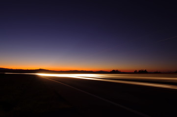 light trails of cars in traffic at night. long exposure photo