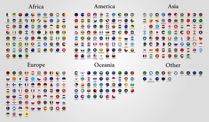 Fototapeta na wymiar Vector set round shape flags of the world.