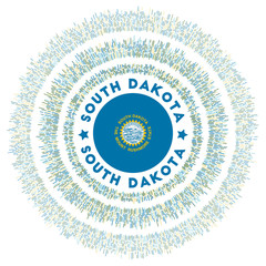 South Dakota symbol. Radiant US state flag with colorful rays. Shiny sunburst with South Dakota flag. Beautiful vector illustration.