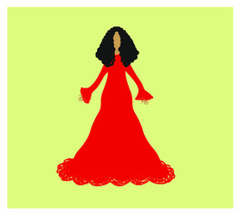 Fototapeta premium Beautiful lady in a long red dress