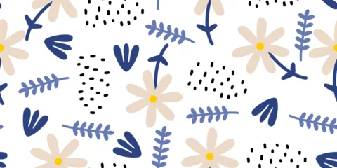 Motif floral sans couture dessiné à la main. Doodle à l& 39 encre scandinave sur fond blanc. Éléments botaniques de style dessin enfantin pour l& 39 impression textile de mode.