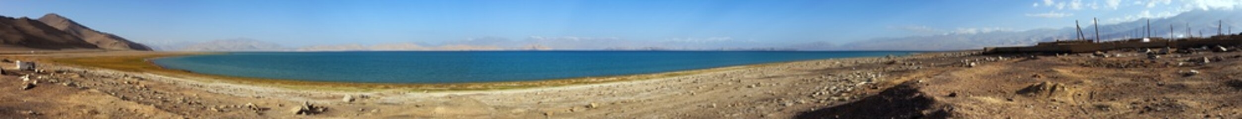 Karakul lake and Pamir range in Tajikistan