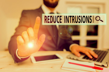 Word writing text Reduce Intrusions. Business photo showcasing a strategy to reduce and monitor...