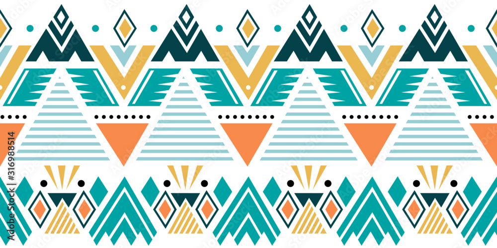 Wall mural Creative ethnic style vector seamless pattern. Unique geometric vector colorful drawing. Perfect for screen background, site backdrop, wrapping paper, wallpaper, textile and surface design.