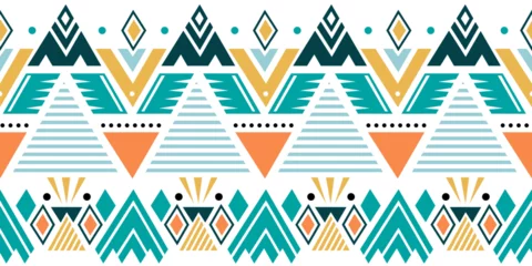 Küchenrückwand Plexiglas Ethnischer Stil Nahtloses Muster des kreativen ethnischen Artvektors. Einzigartige geometrische Vektor bunte Zeichnung. Perfekt für Bildschirmhintergrund, Website-Hintergrund, Geschenkpapier, Tapeten, Textil- und Oberflächendesign.