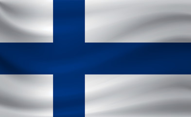 Obraz premium Waving flag of Finland. Vector illustration