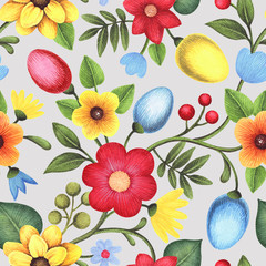 Decorative pattern dedicated to Easter Day on a white background.