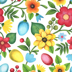 Decorative pattern dedicated to Easter Day on a white background.