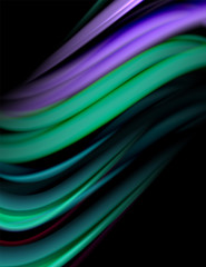 Obraz premium Silk smooth lines on black, liquid fluid color waves. Vector Illustration