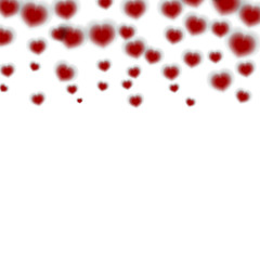 Valentines Background with Red Blurred Hearts