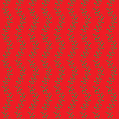 seamless flower patterns on a wavy stems on a plain red background. damask floral pattern. endless pattern can be used for printing, fabric, paper etc.