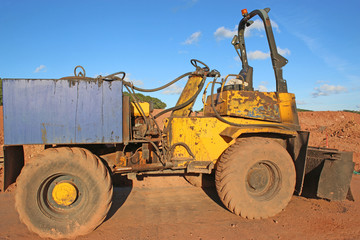 Dump truck on a road construction site