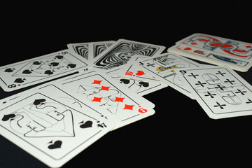 playing cards on a black background
