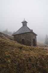 old wooden church in the mountains