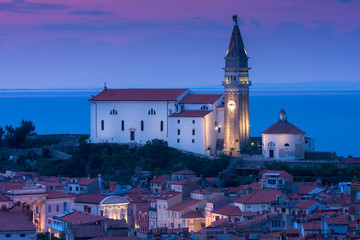 Fototapeta premium Stankt George Cathedral of Piran, Piran, Slovenia, Europe